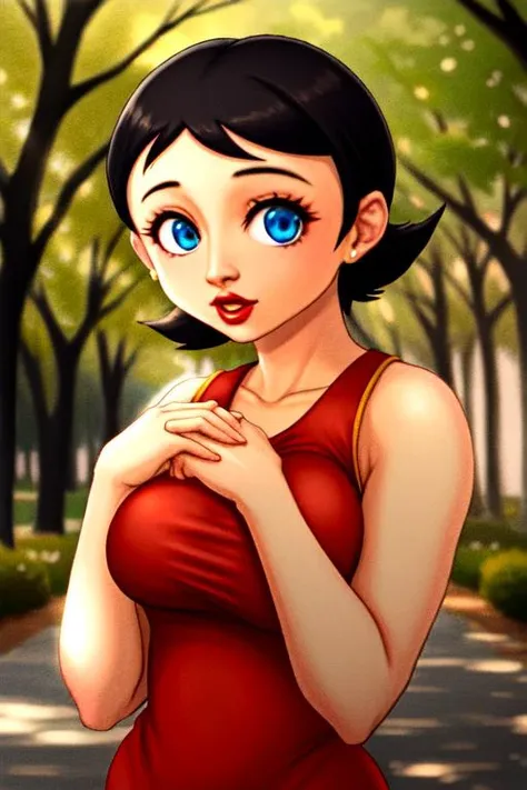 1girl, detailed facial features, beautiful intricate eyes, alluring red lips, long eyelashes, delicate skin, dynamic pose, elegant vintage dress, retro pin-up style, cinematic lighting, warm color palette, (best quality,4k,8k,highres,masterpiece:1.2),ultra-detailed,(realistic,photorealistic,photo-realistic:1.37),cinematic,dramatic,film noir, akane_tendo-ranma, portrait, upper body