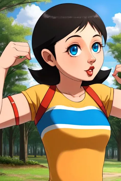 <lora:keane trigger -ms keane from powerpuff girls-:0.8>keane, 1girl, solo (official style, style parody) (outdoors, nature) (((milf)))