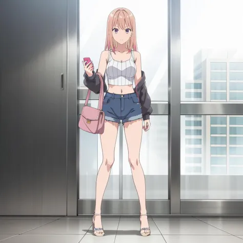 <lora:NikoruYamana001:0.7>,solo,
NikoruYamana,1girl,
jacket,tube_top,
midriff,
jeans,long legs,
high_heels,
bag,mobile phone,