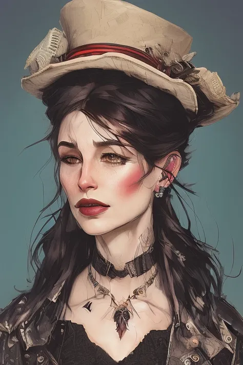 person in a top-hat and wearing glasses, wearing a trenchcoat, steampunk, horror, (jubbslineart_v2:1.1)