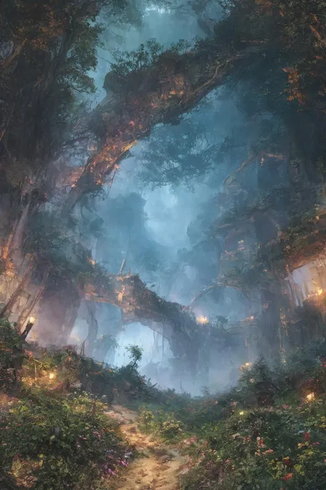 Concept Art,(masterpiece:0.3) high detailed,bright natural lighting,shadows,high contrast,a tropical Forest in alien planet,two big moons in sky,Old civilization ruins,seeing (mythical alien like not on earth plantations Neon lights on Flower kind plants) Trees plants and flowers from the ground,view from below,atmospheric dreamscape painting,dream scenery art,highly detailed visionary art,cgi style,vibrant oil painting,splash art,Cozy mystery,masterpiece 8k wallpapper,neoplasticism,Unreal Engine,dramatic lightingvines,overgrown,ink stains,ink splatters,ink runs,ink spots,faded ink,ral-dissolve,linquivera,liiv1,on parchment,