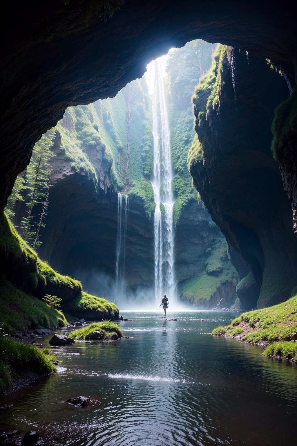 ((1girl,forest, grass, lake, light rays, mountain, nature, outdoors, river, scenery, tree, water,a mountain goat standing on top of a lush green hillside, alien breathtaking landscape, inside an enormous vast cave, mythical gigantic space cavern, beautiful fantasy cave scene, beautiful and mysterious, amazing landscape, breathtaking landscape, stunning alien landscape, an amazing landscape image, epic landscape, inside of an expansive cave, impressive fantasy landscape, marc adamus, amazing alien landscape, ancient cave)),
////High quality texture, intricate details, detailed texture,asian, 1girl , High quality shadow, a realistic representation of the face, Detailed beautiful delicate face, Detailed beautiful delicate eyes,a face of perfect proportion, Depth of field, perspective, (detailed beautiful eyes and detailed face), light source contrast, ////
<lora:more_details:0.35>, (pureerosface_v1:0.5), (ulzzang-6500-v1.1:0.5), <lora:add_detail:0.5>, <lora:GoodHands-beta2:1>, (nude:0.5),