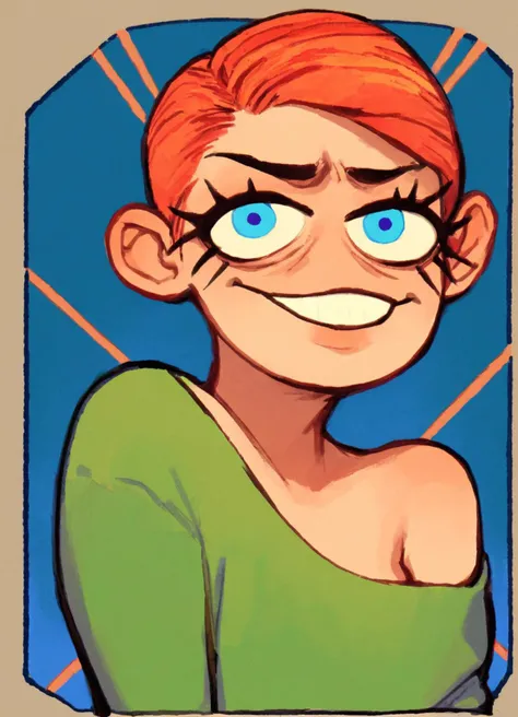 score_9, score_8_up, score_7_up, score_6_up, score_5_up, score_4_up, BREAK <lora:FIPIndustries_Style:1> mandy, noseless, blue eyes, smug, long eyelashes, looking at viewer, full body, rainbow, lgbt pride, rating_safe, source_cartoon