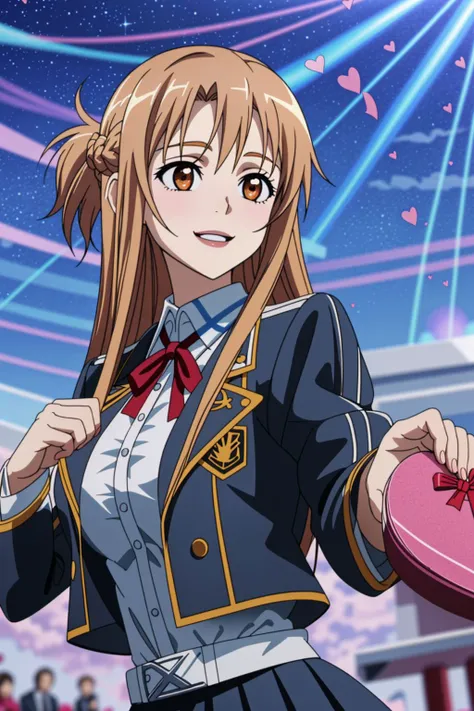 <lora:lcm_lora_sd15:1>,
(masterpiece,best quality,8k,beautiful and aesthetic:1.2),
solid-best-physical-appearance-perfect::2,
cosplay,Smile,(HUGE BREASTS:1.2),(floating hair:1.2),PERFECTEYES EYES,narrow_waist,slender,skinny,(dynamic_angle),sexy posture,
<lora:eft_s1_asuna:0.7>,
Eft_sao_asuna,asuna (sao),brown eyes,brown hair,braid,long hair,(very long hair),half updo,
(jacket),school uniform,neck ribbon,red ribbon,collared shirt,buttons,pleated skirt,(black skirt),
blush,head tilt,((partially unbuttoned)),(((upper body))),indoors,bed,
<lora:[R]Xn}0{LORA.add_detail:0.2>,
<lora:[OMQ*S][vw<w[.locon_perfecteyes_v1_from_v1_64_32:0.6>,