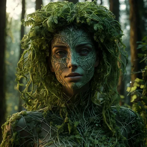 woman slowly transforms into nature