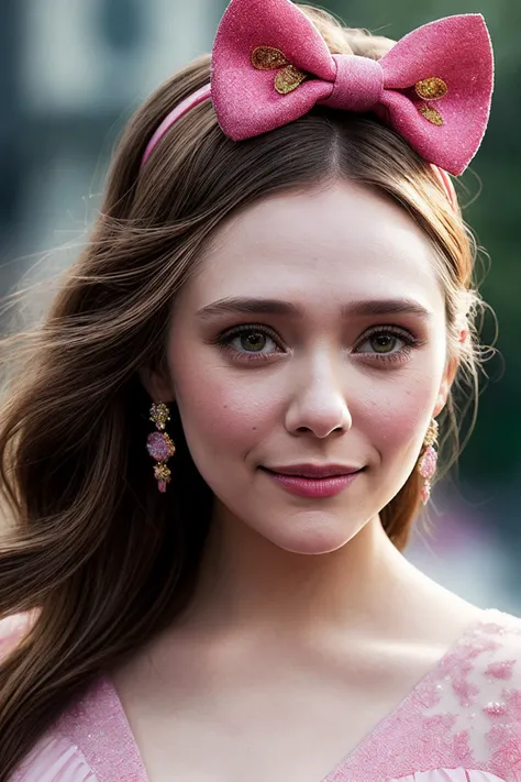ElizabethO_SoloTI_v1, PA7_Portrait-MCU,(happy,smile), (Wrapped in a playful pink dress adorned with Hello Kitty motifs, accessorized with a bow headband and cute cat-shaped earrings, with a bright smile that mirrors the iconic character's charm), (In a whimsical wonderland filled with pastel colors and Hello Kitty-themed decorations, where joyous melodies play in the background and everything feels like a scene from a magical cartoon:1.3), (seductive), photorealistic, masterpiece, high quality, artistic, unique, award winning photograph, professional, 8k, RAW photo, best quality,flattering, (cinematic:1.3) shallow DOF, depth of field,sharp focus, <lora:add_detail:0.6>, <lora:LowRa:0.3>,