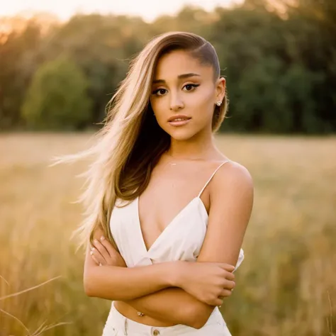 beautiful cute professional portrait photography of Ariana Grande <lora:Ariana Grande:1>, film photography, golden hour, cinematic lighting