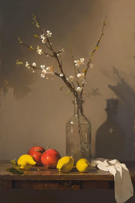 oil painting,Best quality,masterpiece,realistic, (best quality, masterpiece:1.3),Finch, branch,still_life, <lora:still_life_v3:1>, nature light, <lora:shuV2:0.3>