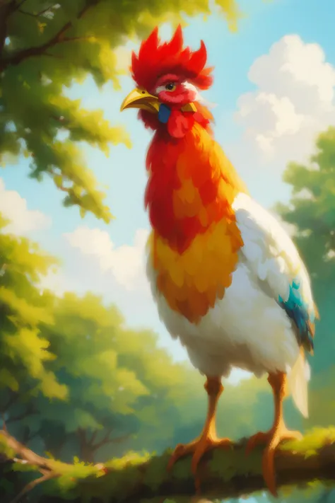 <lora:ç»å¨å¯ç±å¨ç©åzoofun_v1.0:0.7>,masterpiece, high quality, zoofun, rooster, cute, full body, soloï¼tree