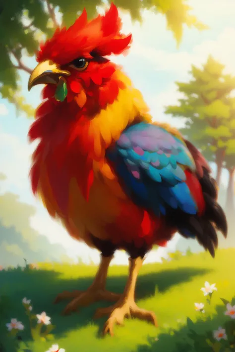 <lora:ç»å¨å¯ç±å¨ç©åzoofun_v1.0:0.7>,masterpiece, high quality, zoofun, rooster, cute, full body, soloï¼tree