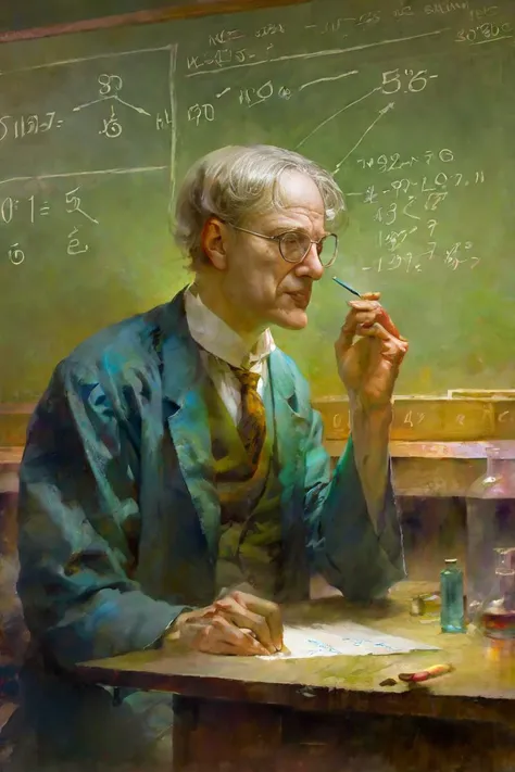 kerokeyart,
The solemn scientist stood in front of the blackboard and deduced the formula.
Best quality and rich in detail <lora:kerokeyart :1>