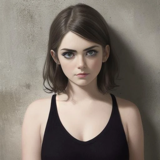 a woman is standing against a wall, realistic, close up, photorealistic, solo, Imogen Dyer <hypernet:ImogenModelV2.1:1>