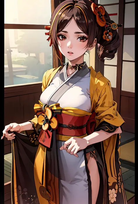 (masterpiece, best quality), 1girl, <lora:txtChioriV2:0.8> txtchiori, streaked hair, japanese clothes, kimono, sash