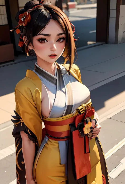 (masterpiece, best quality), 1girl, <lora:txtChioriV2:0.8> txtchiori, streaked hair, japanese clothes, kimono, sash