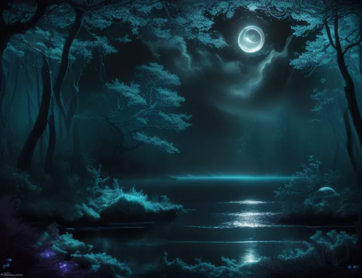 <lyco:DonMWr41th-000013:1.0> DonMWr41th scenery, moon, sea, forest,darkness, detailed