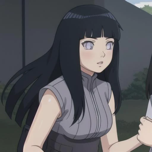 <lora:hinata-05:1>, hyuugahin, light gray top, "black long hair", blue eyes, 1girl, blunt bangs