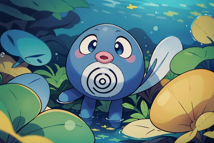 centered, award winning photo, (looking at viewer:1.2), | Poliwag_Pokemon, swirl, |underwater, bubbles, | bokeh, depth of field, cinematic composition, | <lora:Poliwag_Pokemon_Anime:0.8>
