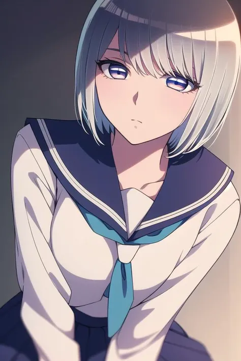 eleonore, <lyco:eleonore-lyco-nochekaiser:1>,
eleonore, short hair, white hair, (white  eyes:1.5),
BREAK skirt, school uniform, serafuku, socks, blue shirt, blue skirt, white necktie, long sleeves,
BREAK looking at viewer,
BREAK indoors,
BREAK <lora:GoodHands-vanilla:1>, (masterpiece:1.2), best quality, high resolution, unity 8k wallpaper, (illustration:0.8), (beautiful detailed eyes:1.6), extremely detailed face, perfect lighting, extremely detailed CG, (perfect hands, perfect anatomy),