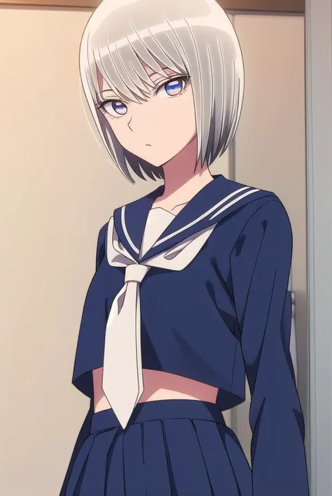 eleonore, <lyco:eleonore-lyco-nochekaiser:1>,
eleonore, short hair, white hair, (white eyes:1.5),
BREAK skirt, school uniform, serafuku, socks, blue shirt, blue skirt, white necktie, long sleeves,
BREAK looking at viewer,
BREAK indoors,
BREAK <lora:GoodHands-vanilla:1>, (masterpiece:1.2), best quality, high resolution, unity 8k wallpaper, (illustration:0.8), (beautiful detailed eyes:1.6), extremely detailed face, perfect lighting, extremely detailed CG, (perfect hands, perfect anatomy),