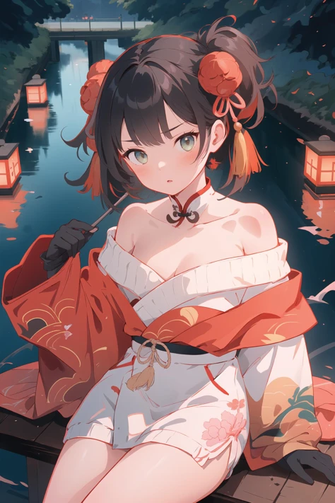 (best quality, masterpiece, highres),1girl,solo,nihongami,touchscreen gloves,off-shoulder_sweater,sideways glance,canal,
<lora:cnd_test_v01:0.6>,cndstyle,chinese clothes,