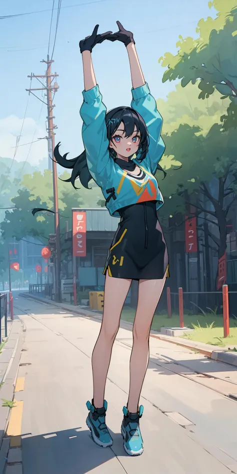 ((((ultra illustrated style:1.0)))),best quality,best animated,masterpiece,ray tracing, global illumination,arms up,1girl, solo, outdoors,full body,
<lora:arms up-000009:0.7>