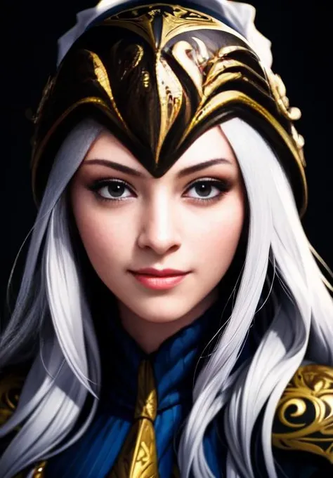 sfw, <lora:ashe:0.8>, ashe, 1girl, solo, smirk, portrait,, (masterpiece, best quality, absurdres, detailed, ultra-detailed:1.3), charming