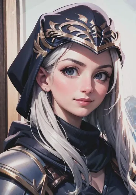 <lora:ashe:0.8>, ashe, smirk, portrait,, (majestic, stunning, exquisite:1.3)