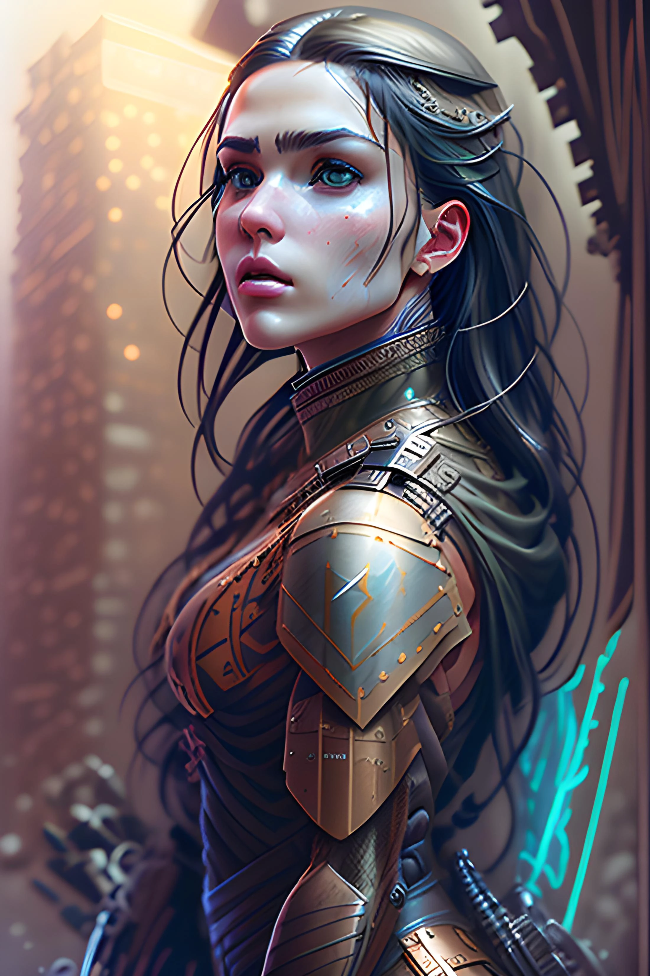 a professional painting of a beautiful young female, clothed in battle armor, olive skin, long dark hair, beautiful bone structure, symmetrical facial features, intricate, elegant, digital painting, concept art, smooth, sharp focus, illustration, from Metal Gear, by Ruan Jia and Mandy Jurgens and GregRutkowski and William-Adolphe Bouguerea, LegalNudity, rimglow <lora:sdprompt:0.30> <lora:detail_slider_v4:2.83> <lora:LegalNudity:0.12> <lora:npm-v11suk10m:0.31> <lora:ClothingAdjuster3:-0.78> <lora:rimglow:0.58> <hypernet:sxzBloom_sxzBloom:0.99> <hypernet:mjv4Hypernetwork_v1:0.77>