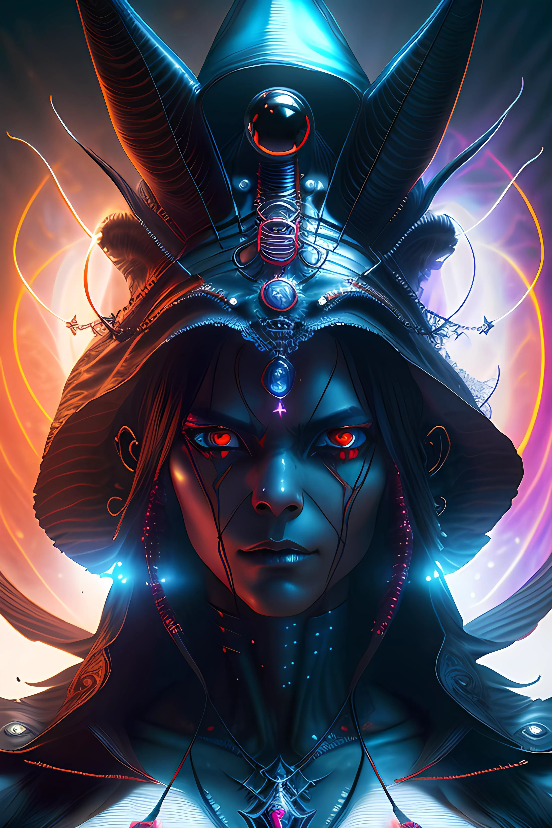 a striking portrait of a pitch black eldritch shaman with sinister red eyes by moebius and ross tran and artgerm, trending on artstation, digital art, 4 k resolution, detailed, high quality, sharp focus, hq artwork, insane detail, volumetric lighting, character concept art, fine details, LegalNudity, rimglow <lora:sdprompt:0.66> <lora:detail_slider_v4:0.41> <lora:LegalNudity:1> <lora:npm-v11suk10m:0.07> <lora:rimglow:0.19> <hypernet:sxzBloom_sxzBloom:0.79> <hypernet:mjv4Hypernetwork_v1:0.46>
