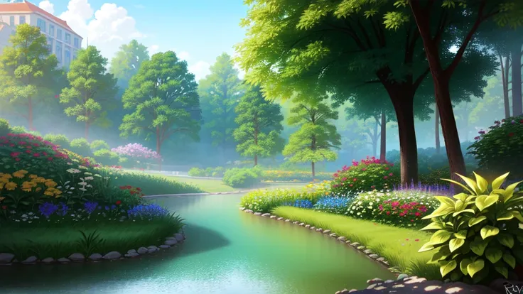 best quality , highly detailed , unreal engine , octane render   , slim and lean  , detailed face, 8k high res ,laughing, ray traced reflections,  8k high res   , masterpiece, (mj:0.2) ,a beautiful lush garden with vibrant flowers ,cozy