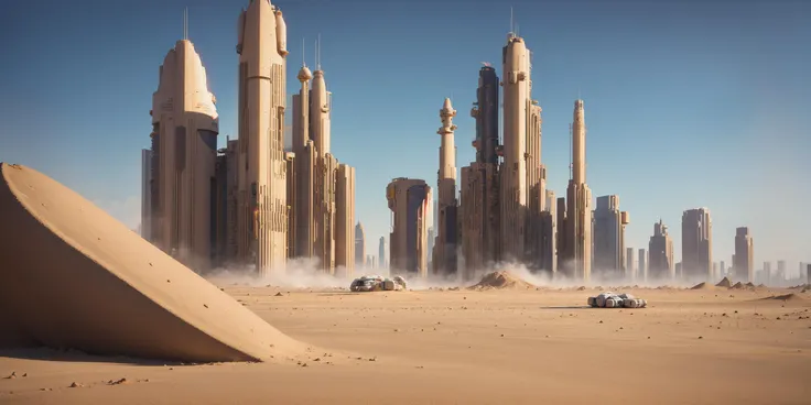 a render of alien sci-fi city,desert,ultra detailed, ultra realistic,spacecraft,sand storm,high resolution, high quality