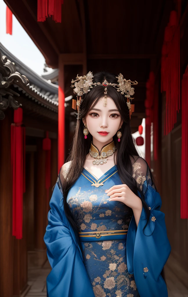 best quality, masterpiece, highres, 1girl,china dress,Beautiful face,
hair ornament, solo,looking at viewer,smile,closed mouth,lips,
china dress,dress,hair ornament, necklace, jewelry, long hair, earrings, chinese clothes,
architecture,east asian architecture,building,outdoors,rooftop,city,cityscape,
dark studio, rim lighting, two tone lighting, dimly lit, low key
<lora:GuoFeng3.2_Lora_light:1.5>