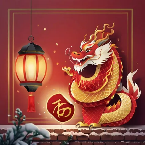 gufengsSolo,,new year, Chinese Dragon, business poster,lantern,hongbao,festive atmosphere <lora:gufengstyleSDXL-000016:1>