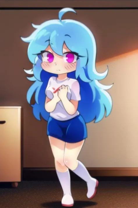 <lora:SkyFNF:0.9> SkyFNF, medium hair, full body, light blush,