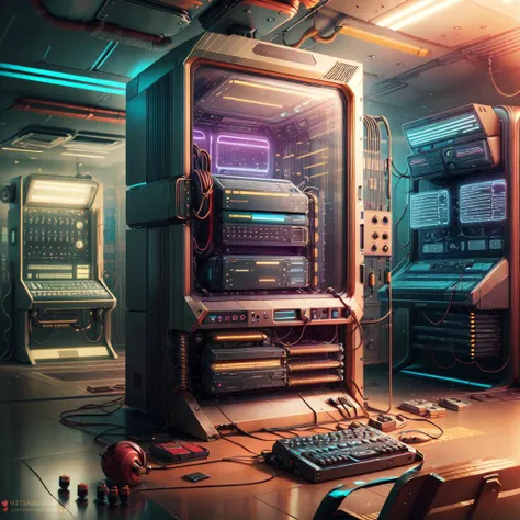 concept art <lora:RetroFuturismAI:1>, RetroFuturismAI supercomputer