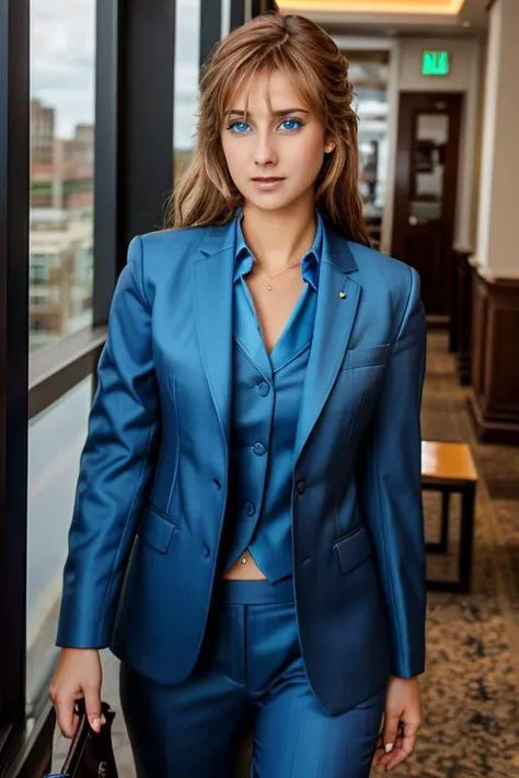 Cloud Burst Blue business suit, restaurant,
<lora:Louise_Nurding_nee_Redknapp:1> 20 years old, l1873n, 1girl, solo, blue eyes masterpiece, best quality, detailed face,