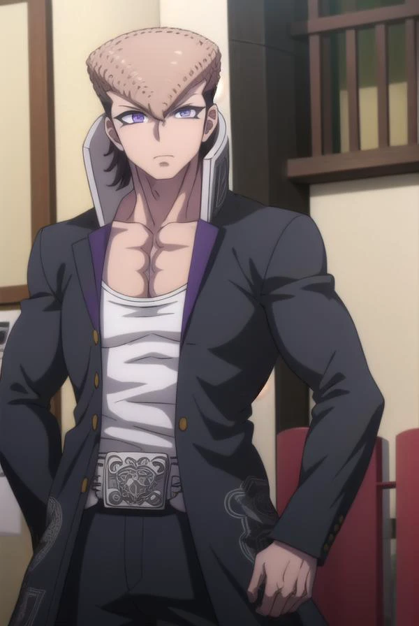 mondooowada, <lora:mondo oowada s1-lora-nochekaiser:1>,
mondo oowada, short hair, bangs, brown hair, (purple eyes:1.1), male focus, pompadour,
BREAK shirt, collarbone, jacket, white shirt, open clothes, open jacket, black jacket, pectorals,
BREAK outdoors, classroom,
BREAK looking at viewer, (cowboy shot:1.5),
BREAK <lyco:GoodHands-beta2:1>, (masterpiece:1.2), best quality, high resolution, unity 8k wallpaper, (illustration:0.8), (beautiful detailed eyes:1.6), extremely detailed face, perfect lighting, extremely detailed CG, (perfect hands, perfect anatomy),