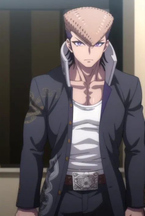 mondooowada, <lora:mondo oowada s1-lora-nochekaiser:1>,
mondo oowada, short hair, bangs, brown hair, (purple eyes:1.1), male focus, pompadour,
BREAK shirt, collarbone, jacket, white shirt, open clothes, open jacket, black jacket, pectorals,
BREAK outdoors, classroom,
BREAK looking at viewer, (cowboy shot:1.5),
BREAK <lyco:GoodHands-beta2:1>, (masterpiece:1.2), best quality, high resolution, unity 8k wallpaper, (illustration:0.8), (beautiful detailed eyes:1.6), extremely detailed face, perfect lighting, extremely detailed CG, (perfect hands, perfect anatomy),