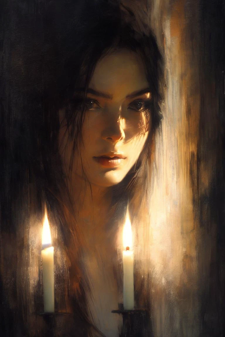 art by Henry Asencio    Candlelight flickering on a weathered face, emphasizing the wrinkles and textures. (close-up, dramatic lighting, warm tones)