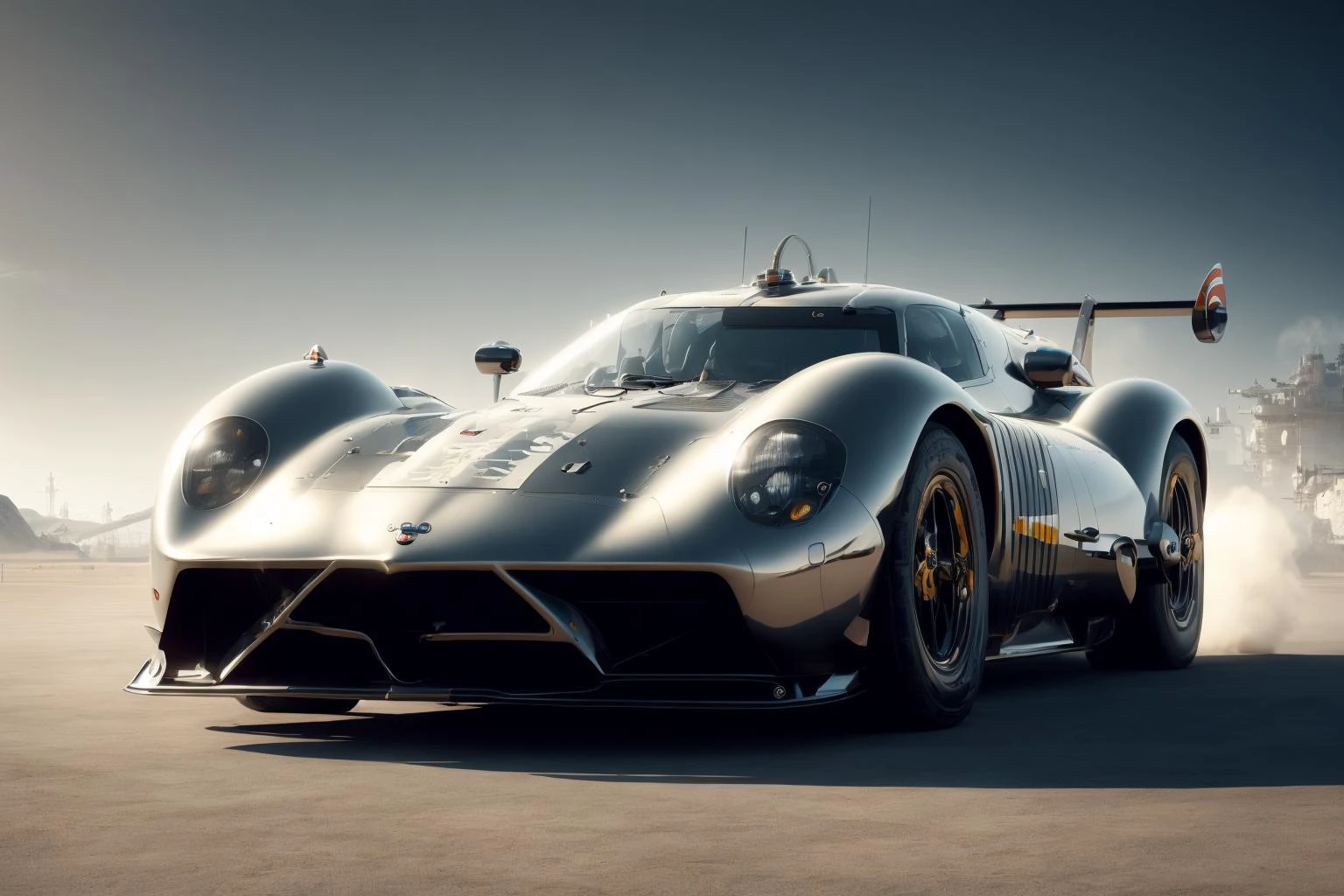 An atompunk super car, heavy, glossy, award winning concept art, bold lines