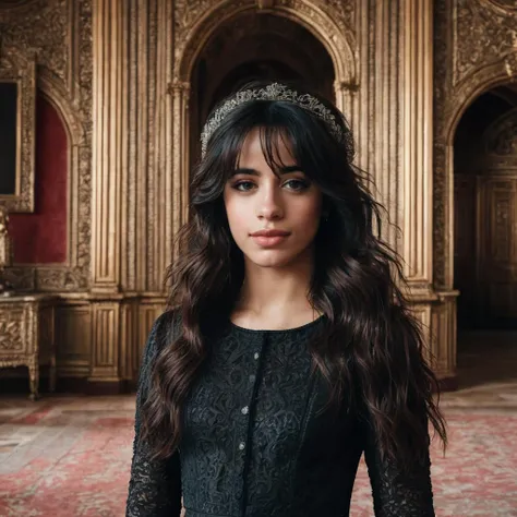 a photo of camila cabello, ohwx, a woman, princess, in an ornate room in a castle, best quality, fine details, detailed skin <lora:camilacabello_SDXL:0.7>