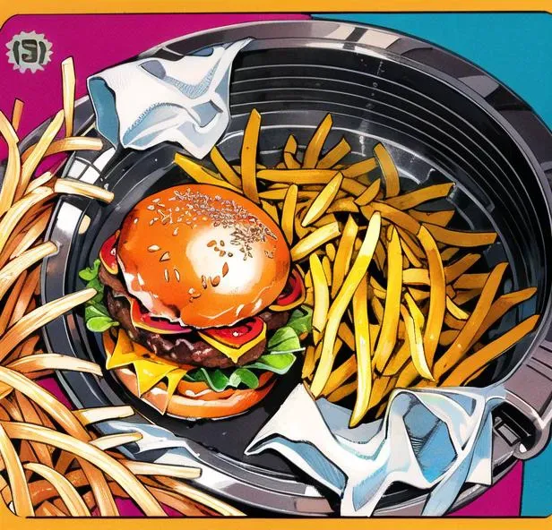 A beautiful illustration, lineart, bold coloring, advertisement, burger and fries, McDonalds, meal, ((food focus no people)) masterpiece, arakistyle, manga art, best quality, scan, red tones, illustration, JoJo, background, landscapes, anime, simple coloring, colorful
<lora:arakistyle-000006:1>