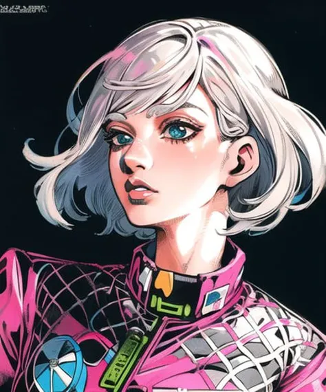 <lora:arakistyle-000006:1> girl, cute, detailed face, face focus, monotone, ((solo focus)), closeup, ((arakistyle)) ((clothed)), short black bob style hair, illustration, lineart, bold coloring, masterpiece, manga art, best quality, scan, color tones, illustration, anime, simple coloring, jojo:0.8