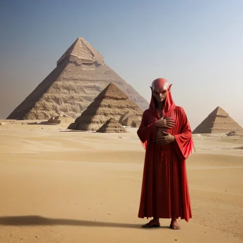 a red (scary alien:1.3) looking at the pyramids wearing Egyptian robes<lora:scaryalien_20_2:1.0><lora:scaryalien_20_2:1.0>