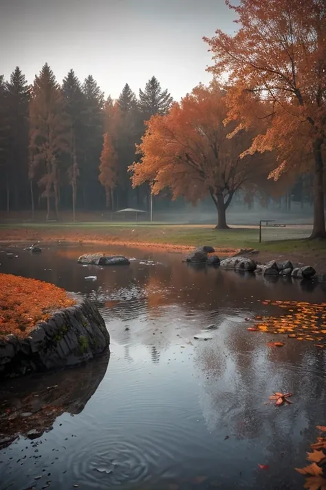 (photo RAW),(autumn,a park with trees and water in the fall:1.3),(abstract textured background:1.2),masterpiece, top quality, best quality, official art,highest detailed,depth of field,bokeh,atmospheric lighting, cinematic composition,complex multiple subjects, 4k HDR, (intricate details),(hyperdetailed:1.15),micro-contrast, sharp detail elements, <lora:add_detail:0.75> <lora:add_sharpness:0.15>, dusty atmospheric haze, high quality textures of materials, volumetric textures, coating textures, metal textures