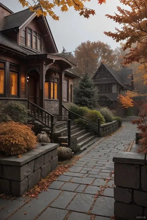 (photo RAW),(autumn,a house with a stone walkway and a tree in the front:1.3),(abstract textured background:1.2),masterpiece, top quality, best quality, official art,highest detailed,depth of field,bokeh,atmospheric lighting, cinematic composition,complex multiple subjects, 4k HDR, (intricate details),(hyperdetailed:1.15),micro-contrast, sharp detail elements, <lora:add_detail:0.75> <lora:add_sharpness:0.15>, dusty atmospheric haze, high quality textures of materials, volumetric textures, coating textures, metal textures