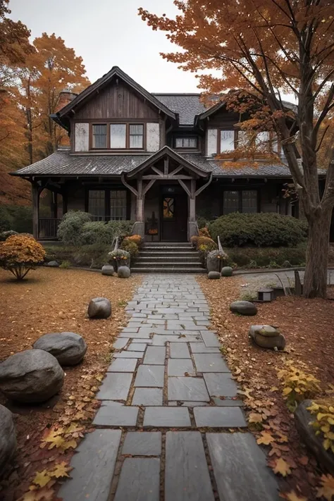 (photo RAW),(autumn,a house with a stone walkway and a tree in the front:1.3),(abstract textured background:1.2),masterpiece, top quality, best quality, official art,highest detailed,depth of field,bokeh,atmospheric lighting, cinematic composition,complex multiple subjects, 4k HDR, (intricate details),(hyperdetailed:1.15),micro-contrast, sharp detail elements, <lora:add_detail:0.75> <lora:add_sharpness:0.15>, dusty atmospheric haze, high quality textures of materials, volumetric textures, coating textures, metal textures