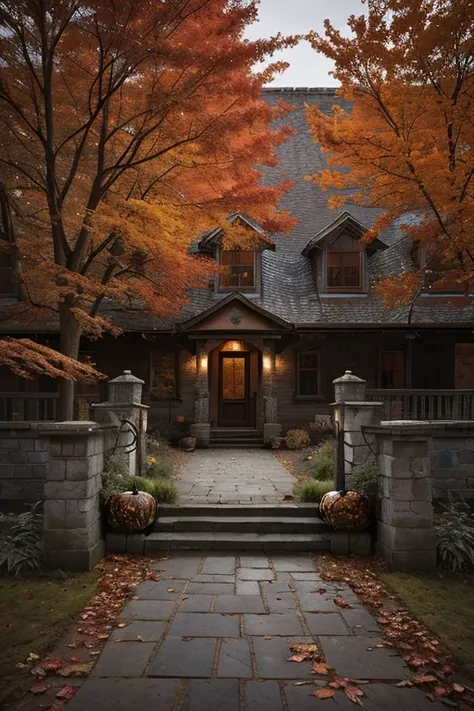 (photo RAW),(autumn,a house with a stone walkway and a tree in the front:1.3),(abstract textured background:1.2),masterpiece, top quality, best quality, official art,highest detailed,depth of field,bokeh,atmospheric lighting, cinematic composition,complex multiple subjects, 4k HDR, (intricate details),(hyperdetailed:1.15),micro-contrast, sharp detail elements, <lora:add_detail:0.75> <lora:add_sharpness:0.15>, dusty atmospheric haze, high quality textures of materials, volumetric textures, coating textures, metal textures