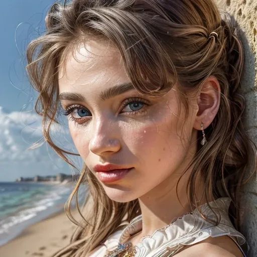 photo of a solo beautiful Woman at the beach, daytime, sun, HD, masterpiece, best quality, ultra detailed, (Natural Lighting), (Light ray tracing), (Soft Lighting:1.3), (wide angle), (Highres), (8K), full frame, (((Photo realistic))), ((detailed background)), (masterpiece, best quality, realistic, detailed), masterpiece, best quality, extremely detailed CG unity 8k wallpaper, ultra high res, professional photography, sharp focus, HDR, 8K resolution, intricate detail, sophisticated detail, intricately detailed, ((hyperdetailed)),