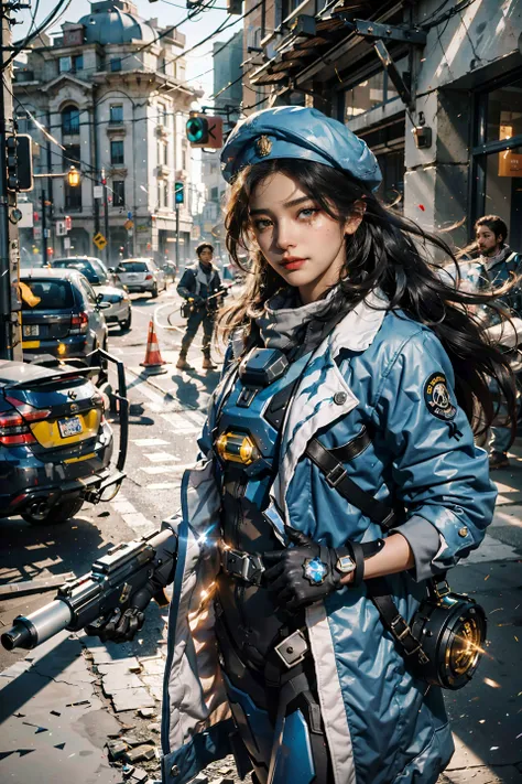 masterpiece, best quality,1girl,egyptian,eye of horus, sniper rifle, holding, holding weapon, fsical,facial tattoo